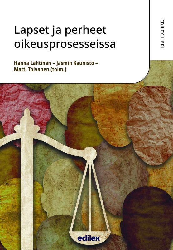 Lapset ja perheet oikeusprosessissa kirjan kansikuvassa vaaka.
